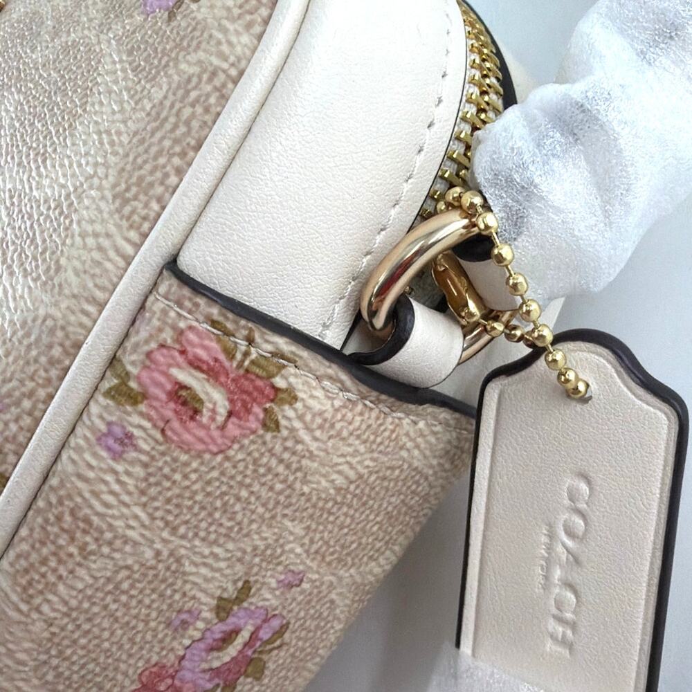 Coach Gold Sand Multi Floral Print In Signature Canvas Mini Jamie Camera Bag - Picture 6 of 12